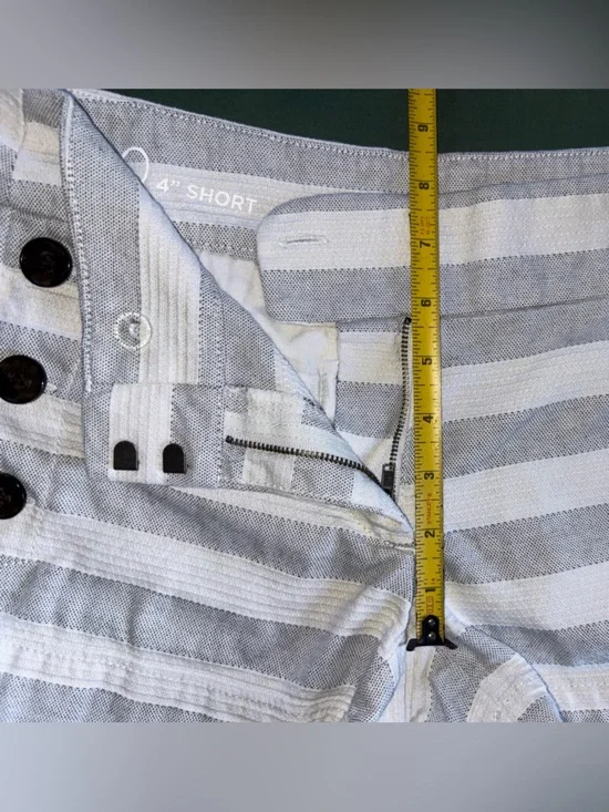 Ann Taylor Loft White andGray Striped Chino Shorts with Button Details - Picture 8 of 8